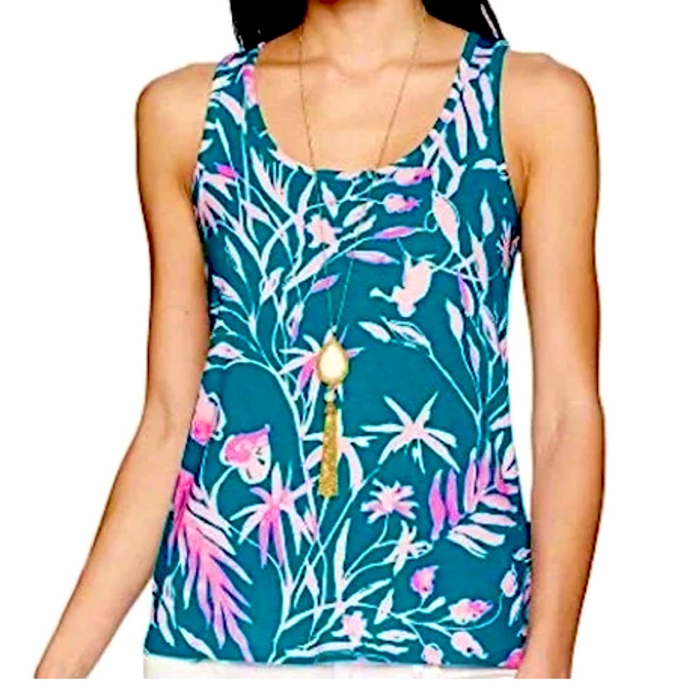 Lilly Pulitzer Womens Noemi Tank Top Tidal Wave It's Prime Time Size Medium
